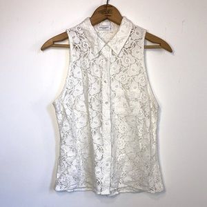 Equipment White Lace Sleeveless Top